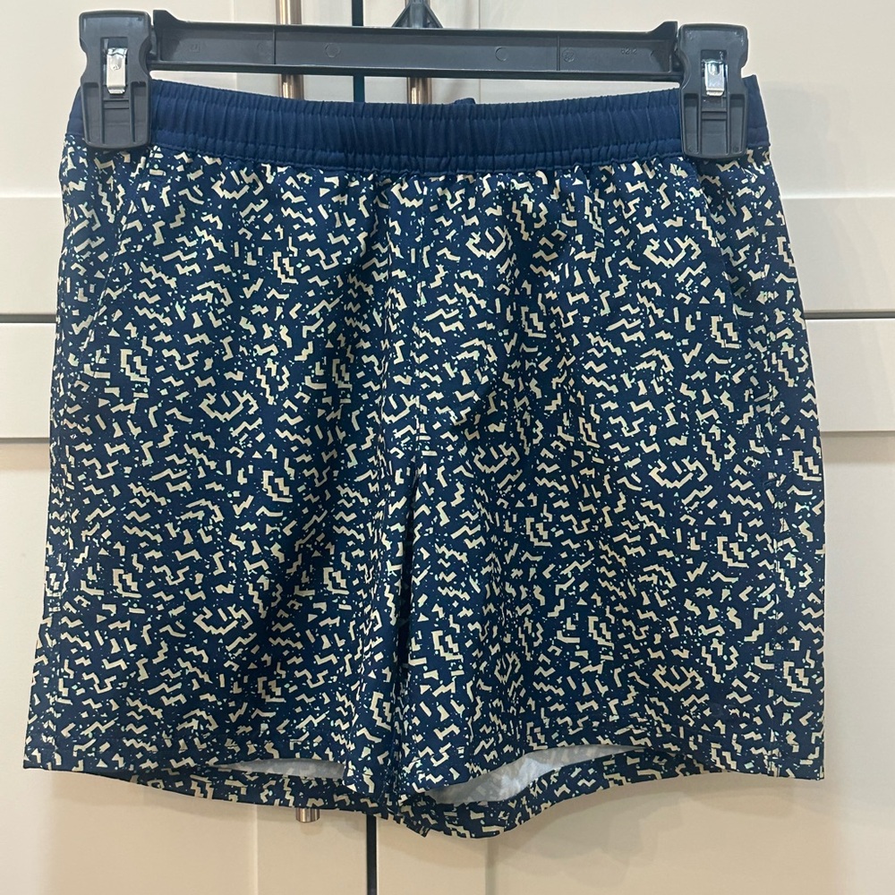 DSG Navy Shorts with Cream Geometric Print- Boys S 8-9